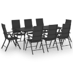 Set da Pranzo da Giardino 9 pz Nero