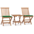 Set da Pranzo Giardino Pieghevole 3 pz Cuscino Massello di Teak
