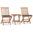 Set da Pranzo Giardino Pieghevole 3 pz Cuscino Massello di Teak