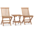 Set da Pranzo Giardino Pieghevole 3 pz Cuscino Massello di Teak