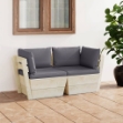 Divano da Giardino a 2 Posti su Pallet con Cuscini Legno Abete