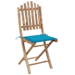 Set da Pranzo da Giardino 5 pz Pieghevole con Cuscini in Bambù