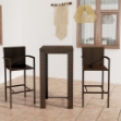 Set Bar da Giardino 3 pz con Braccioli in Polyrattan Marrone