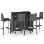 Set Bar da Giardino 5 pz con Cuscini Grigio