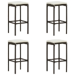 Set Bar da Giardino 3 pz con Cuscini Marrone