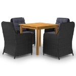 Set Mobili da Pranzo per Giardino 5 pz Nero