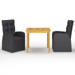 Set Mobili da Pranzo per Giardino 5 pz Nero