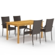 Set Mobili da Pranzo per Giardino 5 pz Marrone