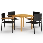 Set Mobili da Pranzo per Giardino 5 pz Nero
