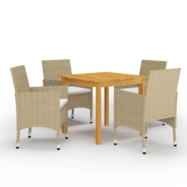 Set Mobili da Pranzo per Giardino 5 pz Beige