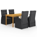 Set Mobili da Pranzo per Giardino 5 pz Nero