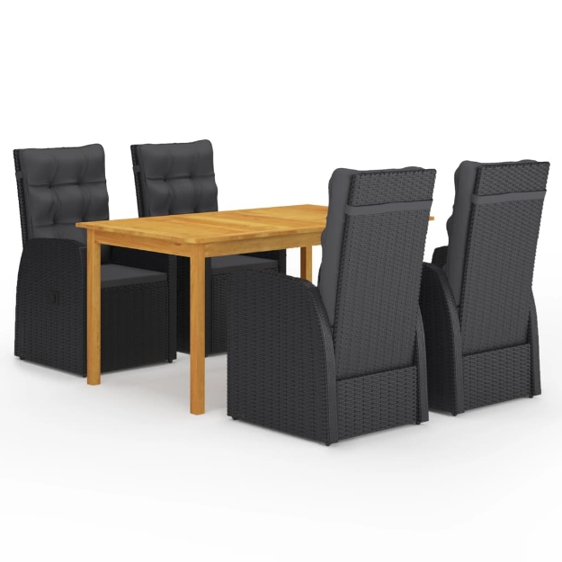 Set Mobili da Pranzo per Giardino 5 pz Nero