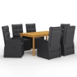 Set Mobili da Pranzo per Giardino 7 pz Nero