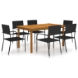 Set Mobili da Pranzo per Giardino 7 pz Nero