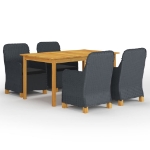 Set Mobili da Pranzo per Giardino 5 pz Grigio Scuro