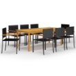 Set da Pranzo da Giardino 9 pz Nero