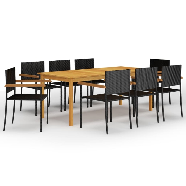 Set da Pranzo da Giardino 9 pz Nero