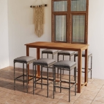 Set da Bar da Giardino 7 pz con Cuscini Grigio
