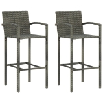Set Bar da Giardino 3 pz con Braccioli in Polyrattan Grigio