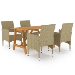 Set Mobili da Pranzo per Giardino 5 pz Beige