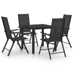 Set Mobili da Pranzo per Giardino 5 pz in Alluminio Nero