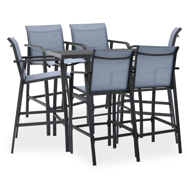 Set Bar da Giardino 7 pz Nero e Grigio