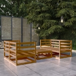Set Salotto da Giardino 5pz Marrone Ambra Legno Massello Pino