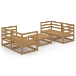 Set Salotto da Giardino 5pz Marrone Ambra Legno Massello Pino