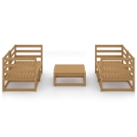 Set Salotto da Giardino 5pz Marrone Ambra Legno Massello Pino