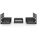 Set Divani da Giardino 5 pz Nero in Legno Massello di Pino