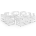 Set Divani da Giardino 13 pz Bianco in Legno Massello di Pino