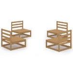Set Salotto da Giardino 4pz Marrone Ambra Legno Massello Pino