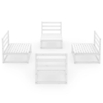 Set Divani da Giardino 4 pz Bianco in Legno Massello di Pino