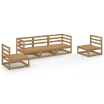 Set Salotto da Giardino 5pz Marrone Ambra Legno Massello Pino