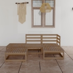 Set Salotto da Giardino 5pz Marrone Ambra Legno Massello Pino