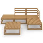 Set Salotto da Giardino 5pz Marrone Ambra Legno Massello Pino