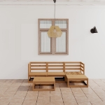 Set Salotto da Giardino 5pz Marrone Ambra Legno Massello Pino