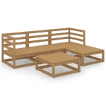 Set Salotto da Giardino 5pz Marrone Ambra Legno Massello Pino