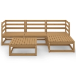 Set Salotto da Giardino 5pz Marrone Ambra Legno Massello Pino