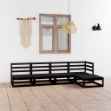 Set Divani da Giardino 5 pz Nero in Legno Massello di Pino