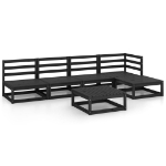 Set Divani da Giardino 5 pz Nero in Legno Massello di Pino