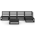 Set Divani da Giardino 5 pz Nero in Legno Massello di Pino