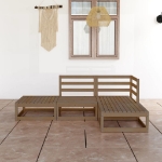 Set Salotto da Giardino 4pz Marrone Ambra Legno Massello Pino