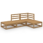 Set Salotto da Giardino 4pz Marrone Ambra Legno Massello Pino