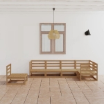 Set Salotto da Giardino 6pz Marrone Ambra Legno Massello Pino