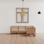 Set Salotto da Giardino 4pz Marrone Ambra Legno Massello Pino