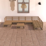 Set Salotto da Giardino 8pz Marrone Ambra Legno Massello Pino