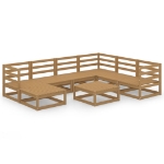 Set Salotto da Giardino 8pz Marrone Ambra Legno Massello Pino