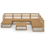 Set Salotto da Giardino 8pz Marrone Ambra Legno Massello Pino