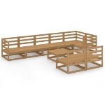 Set Divani da Giardino 9 pz Marrone Ambra Legno Massello Pino